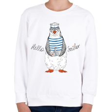 PRINTFASHION Tengerész Pingvin - Gyerek pulóver - Fehér