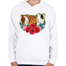 PRINTFASHION Tengerimalacok virággal - Gyerek kapucnis pulóver - Fehér