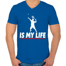 PRINTFASHION Tenis is my life  - Férfi V-nyakú póló - Királykék férfi póló