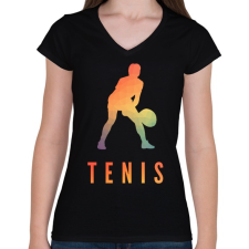 PRINTFASHION TENIS - Női V-nyakú póló - Fekete női póló