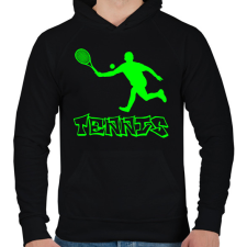 PRINTFASHION tenisz - Férfi kapucnis pulóver - Fekete férfi pulóver, kardigán
