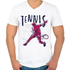 PRINTFASHION Tenisz sport - tennis - Férfi V-nyakú póló - Fehér férfi póló