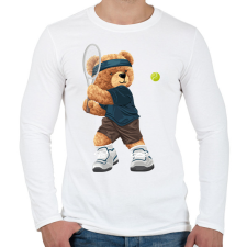 PRINTFASHION Teniszező maci - Férfi hosszú ujjú póló - Fehér férfi póló