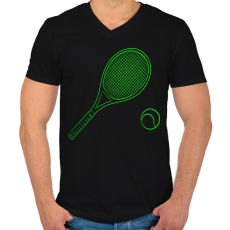 PRINTFASHION Tennis - Férfi V-nyakú póló - Fekete