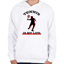 PRINTFASHION Tennis is my life - Gyerek kapucnis pulóver - Fehér gyerek pulóver, kardigán
