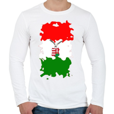 PRINTFASHION Tépett magyar zászló turulos címerrel - Férfi hosszú ujjú póló - Fehér