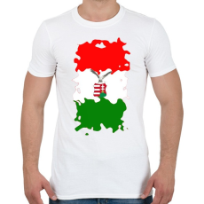 PRINTFASHION Tépett magyar zászló turulos címerrel - Férfi póló - Fehér