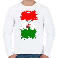 PRINTFASHION Tépett magyar zászló turulos címerrel - Férfi pulóver - Fehér