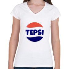 PRINTFASHION TEPSI - Női V-nyakú póló - Fehér női póló