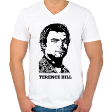 PRINTFASHION terence hill - Férfi V-nyakú póló - Fehér
