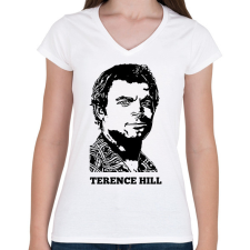 PRINTFASHION terence hill - Női V-nyakú póló - Fehér női póló