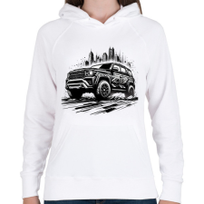 PRINTFASHION Terepjáró - Női kapucnis pulóver - Fehér női pulóver, kardigán