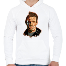 PRINTFASHION Terminator - Arnold - Férfi kapucnis pulóver - Fehér férfi pulóver, kardigán