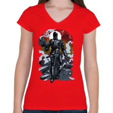 PRINTFASHION Terminátor - Női V-nyakú póló - Piros