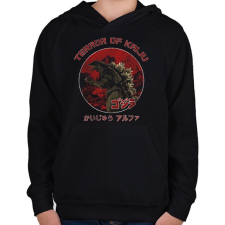PRINTFASHION Terror Of Kaiju - Gyerek kapucnis pulóver - Fekete gyerek pulóver, kardigán
