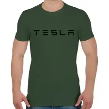 PRINTFASHION TESLA felirat - Férfi póló - Katonazöld férfi póló
