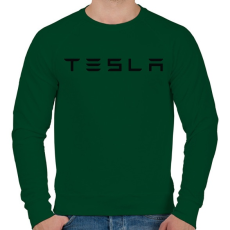 PRINTFASHION TESLA felirat - Férfi pulóver - Sötétzöld