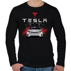 PRINTFASHION tesla  - Férfi hosszú ujjú póló - Fekete