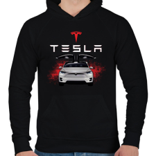 PRINTFASHION tesla  - Férfi kapucnis pulóver - Fekete férfi pulóver, kardigán