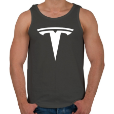 PRINTFASHION TESLA logo fehér - Férfi atléta - Sötétszürke atléta, trikó