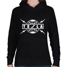PRINTFASHION Tesla világ - Női kapucnis pulóver - Fekete