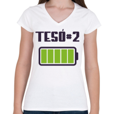 PRINTFASHION Tesó #2 - Női V-nyakú póló - Fehér