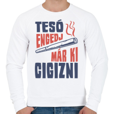 PRINTFASHION Tesó engedj már ki cigizni - Férfi pulóver - Fehér férfi pulóver, kardigán