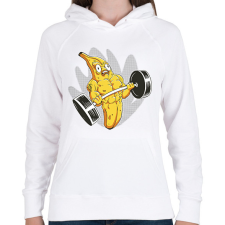PRINTFASHION Testépítő banán - Női kapucnis pulóver - Fehér női pulóver, kardigán