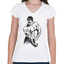 PRINTFASHION Testépítő - Női V-nyakú póló - Fehér női póló