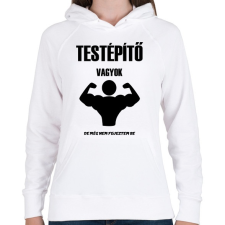 PRINTFASHION Testépítő vagyok - Női kapucnis pulóver - Fehér női pulóver, kardigán