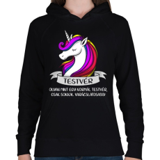 PRINTFASHION Testvér unikornis - Női kapucnis pulóver - Fekete