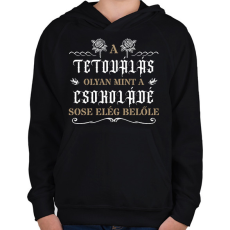 PRINTFASHION Tetoválás - Csokoládé - Gyerek kapucnis pulóver - Fekete