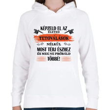 PRINTFASHION Tetoválások nélkül - Fekete - Női kapucnis pulóver - Fehér női pulóver, kardigán