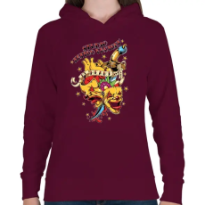 PRINTFASHION Tetováló gyár - Női kapucnis pulóver - Bordó