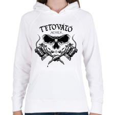 PRINTFASHION Tetováló mester - Női kapucnis pulóver - Fehér női pulóver, kardigán