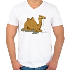 PRINTFASHION Teve - Férfi V-nyakú póló - Fehér