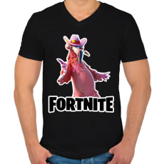 PRINTFASHION Tex Flamingo - fortnite - Férfi V-nyakú póló - Fekete
