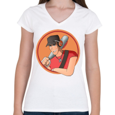 PRINTFASHION TF2 - Scout - Női V-nyakú póló - Fehér női póló