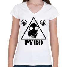 PRINTFASHION TF 2- Pyro - Női V-nyakú póló - Fehér női póló