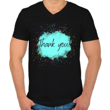 PRINTFASHION Thank you - Férfi V-nyakú póló - Fekete férfi póló