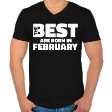 PRINTFASHION The Best are born in february - Férfi V-nyakú póló - Fekete férfi póló