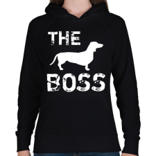 PRINTFASHION The boss - Női kapucnis pulóver - Fekete női pulóver, kardigán