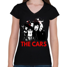 PRINTFASHION THE CARS BAND - Női V-nyakú póló - Fekete