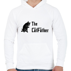 PRINTFASHION the catfather - Férfi kapucnis pulóver - Fehér