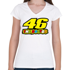 PRINTFASHION The Doctor 46 - Női V-nyakú póló - Fehér női póló