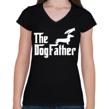 PRINTFASHION The DogFather - Női V-nyakú póló - Fekete női póló