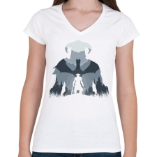 PRINTFASHION The Elder Scrolls - Női V-nyakú póló - Fehér női póló