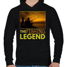 PRINTFASHION the fishing legend - Férfi kapucnis pulóver - Fekete férfi pulóver, kardigán