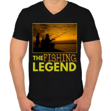 PRINTFASHION the fishing legend - Férfi V-nyakú póló - Fekete férfi póló