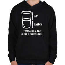 PRINTFASHION The glass is always full. - Gyerek kapucnis pulóver - Fekete gyerek pulóver, kardigán